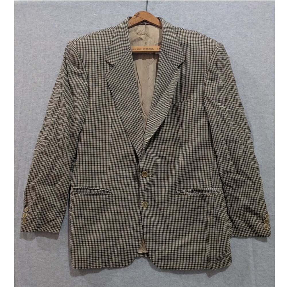 Vintage El Corte Ingles Sport Coat‎ Men Small Plaid Lined Two-Button Suit Jacket